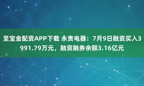 至宝金配资APP下载 永贵电器：7月9日融资买入3991.79万元，融资融券余额3.16亿元