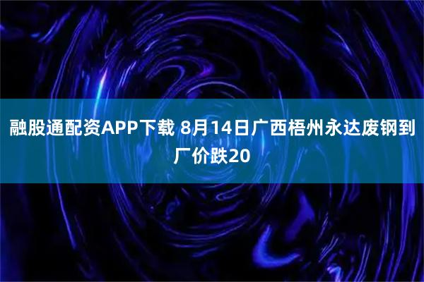 融股通配资APP下载 8月14日广西梧州永达废钢到厂价跌20